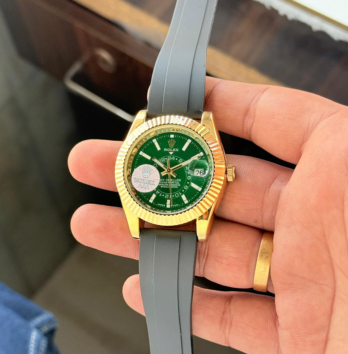 Rolex Sky-Dweller Green Dial Automatic Watch for Men