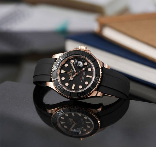 Rolex Yacht master Silicon band Rosegold black Virat kholi watch