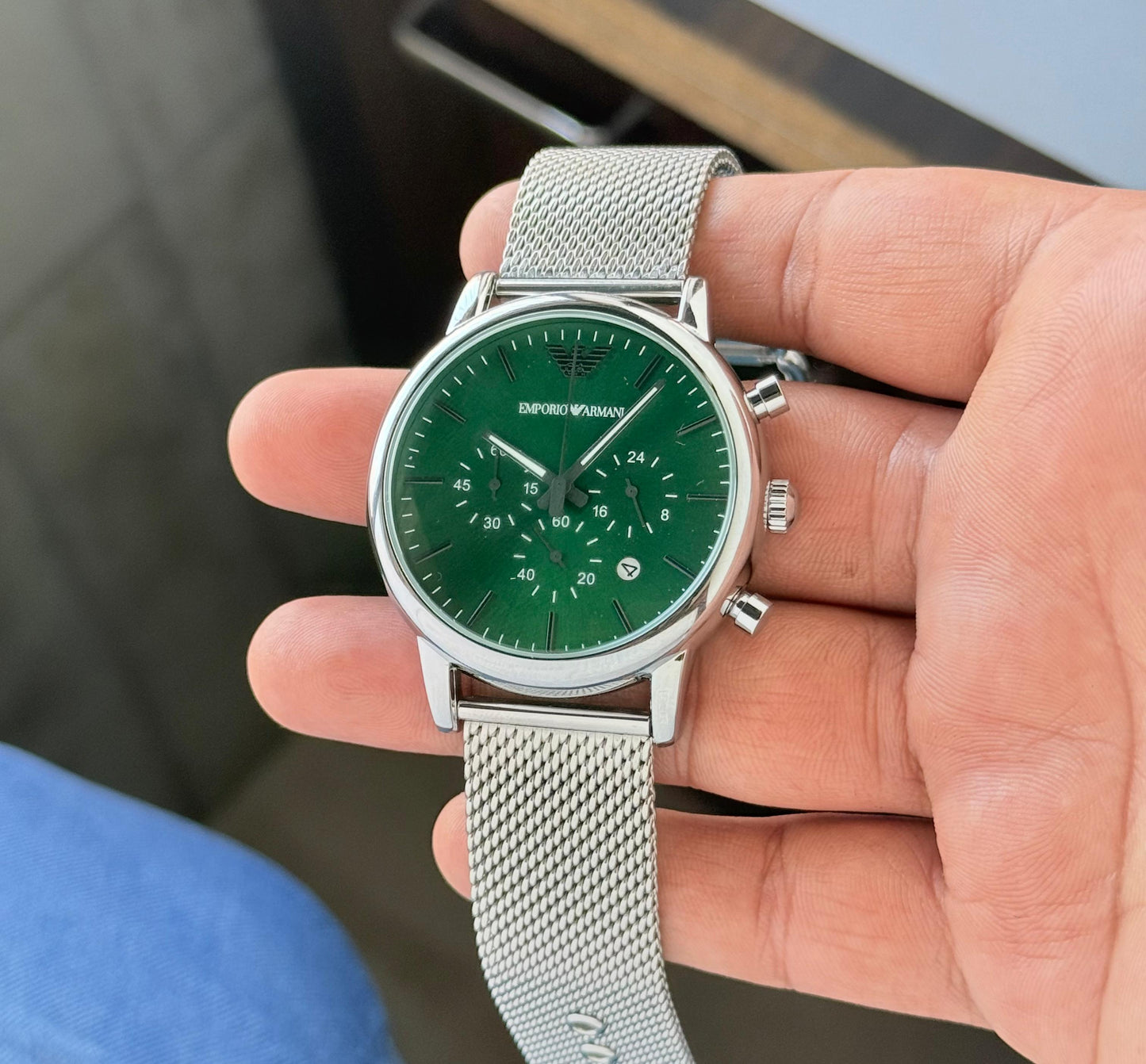 Emporio Armani Luigi Silver Formal Chronograph Watch for Men