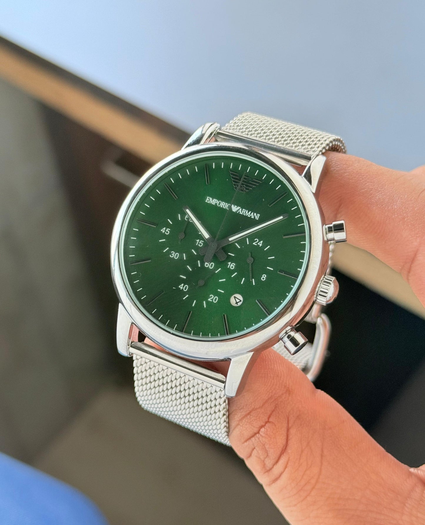 Emporio Armani Luigi Silver Formal Chronograph Watch for Men