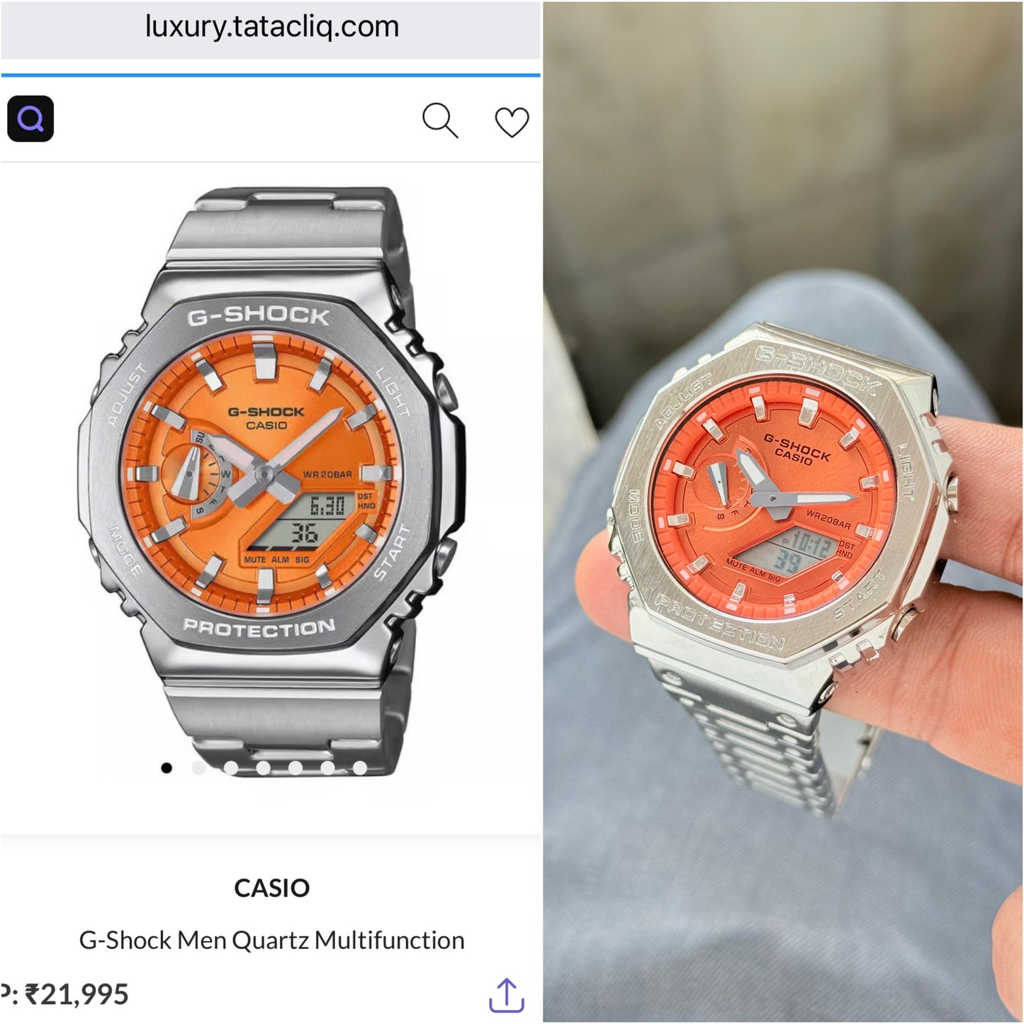 G-Shock GM2100 Orange Metal Watch