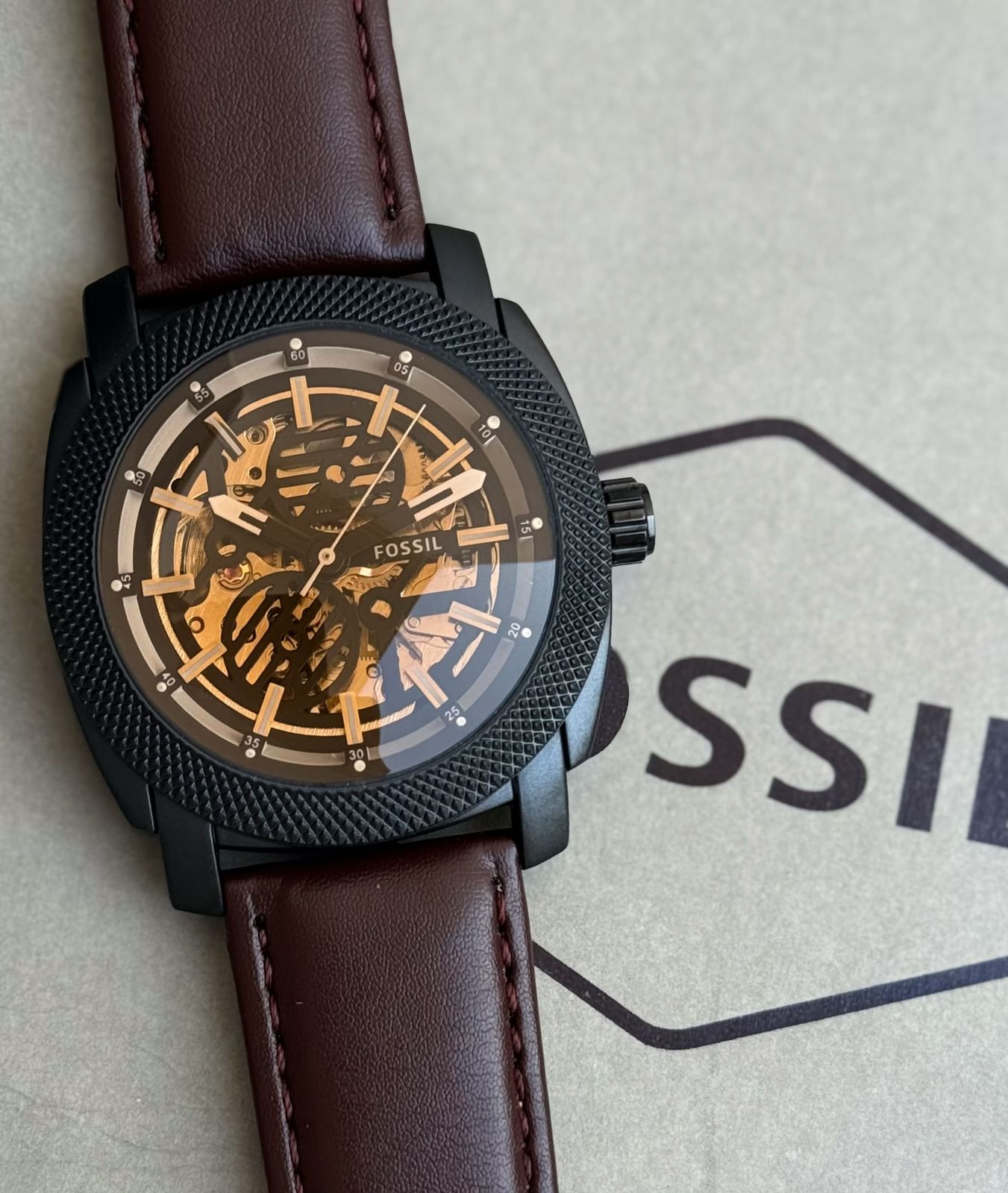 Fossil Townsman Automatic Skeleton Dial – Brown Leather Strap