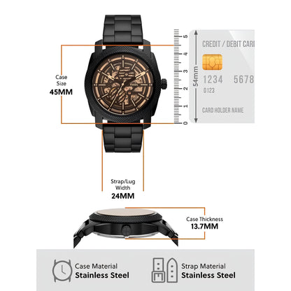 Fossil Machine Automatic Black Stainless Steel Watch