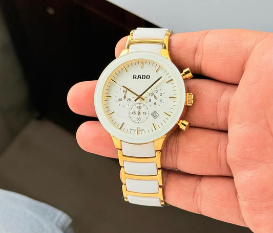Rado Centrix White-Gold Ceramic Chronograph Watch for Men