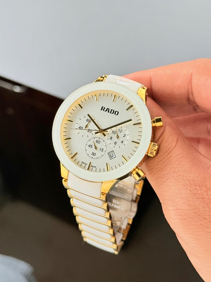 Rado Centrix White-Gold Ceramic Chronograph Watch for Men