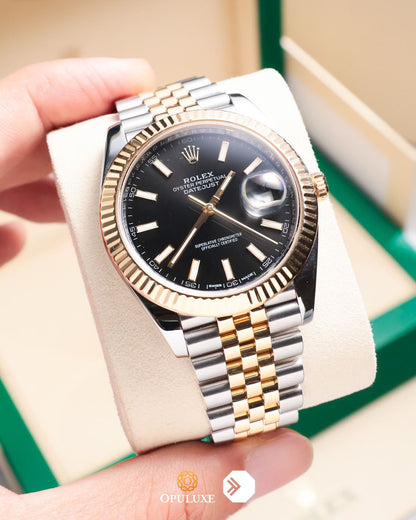 Rolex Oyster Perpetual DateJust Black Dial Watch for Men