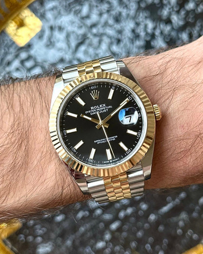 Rolex Oyster Perpetual DateJust Black Dial Watch for Men