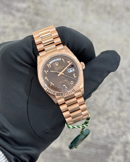 Rolex Day-Date Arabic Chocolate Dial Watch for Men
