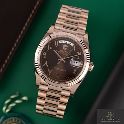 Rolex Day-Date Arabic Chocolate Dial Watch for Men