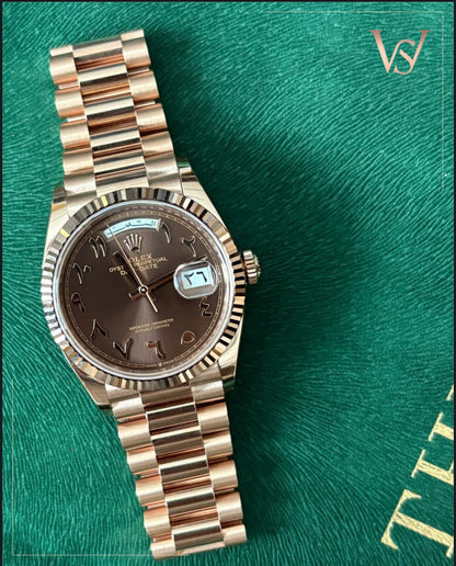 Rolex Day-Date Arabic Chocolate Dial Watch for Men