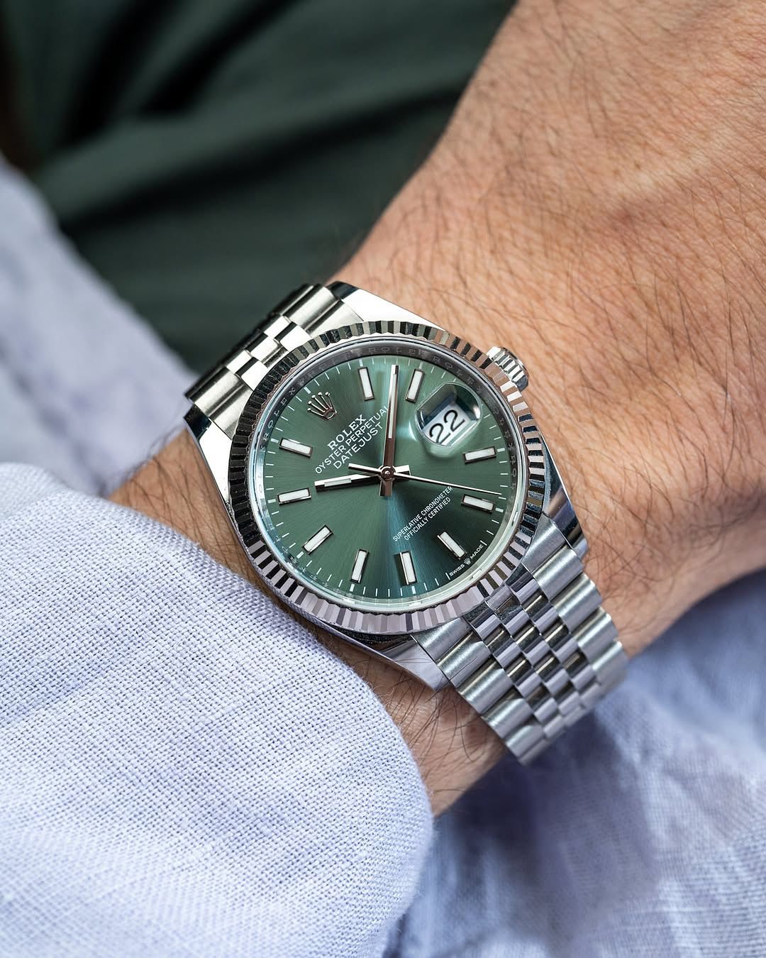 Rolex Oyster Perpetual DateJust Mint Green Watch for Men