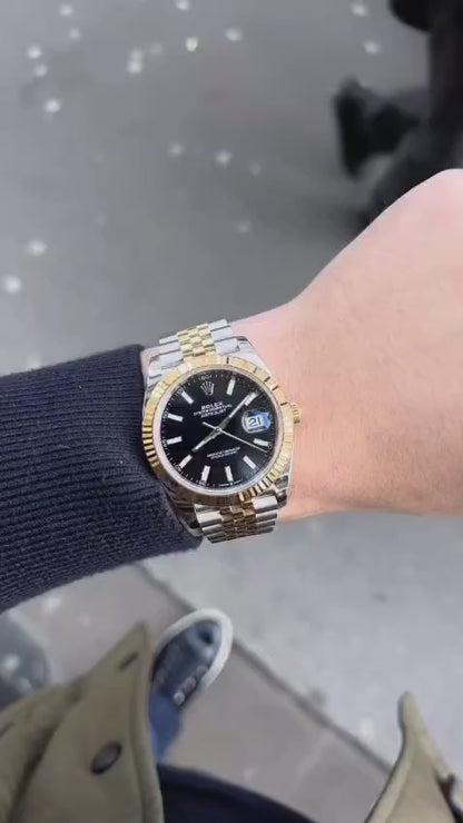 Rolex Oyster Perpetual DateJust Black Dial Watch for Men