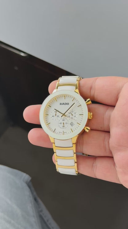 Rado Centrix White-Gold Ceramic Chronograph Watch for Men