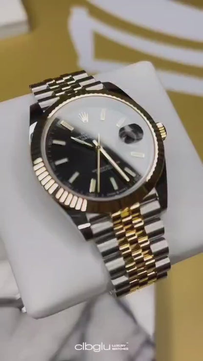 Rolex Oyster Perpetual DateJust Black Dial Watch for Men