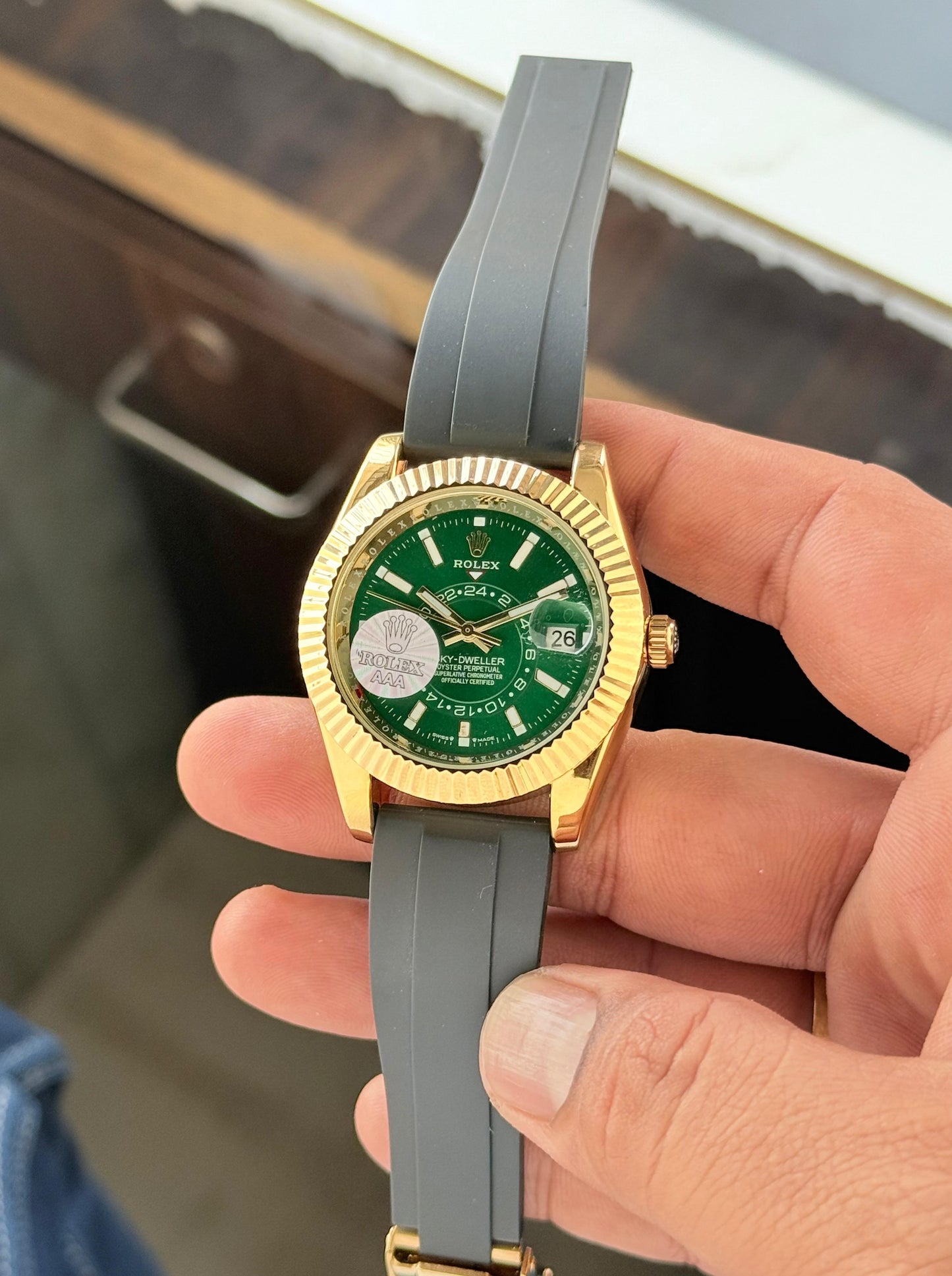 Rolex Sky-Dweller Green Dial Automatic Watch for Men